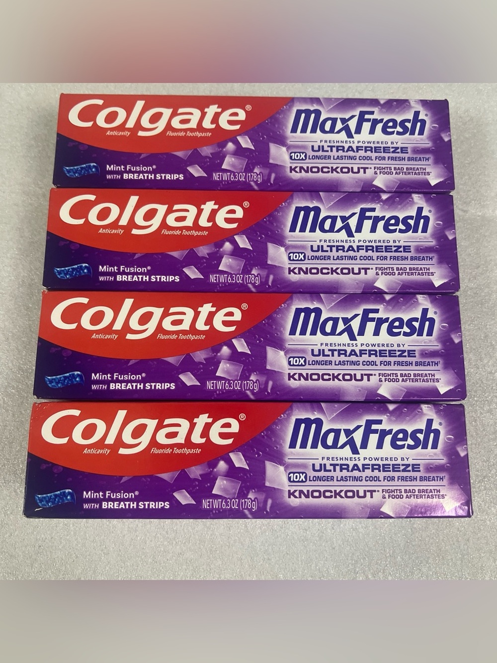 4Pk Colgate MaxFresh Knockout Toothpaste With Whitening 6 oz Each Exp. 2027